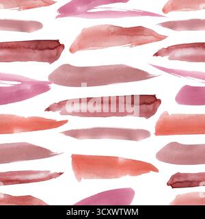 Colore acquerello pennello rosa e rosso traccia motivo senza cuciture, sfondo astratto Foto Stock
