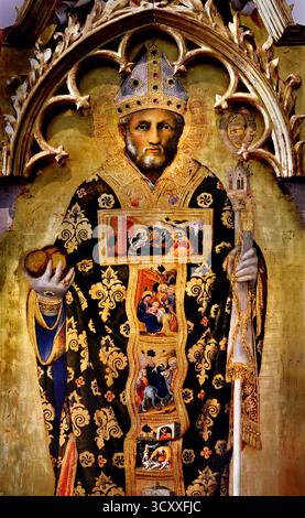 San Nicola del polittico Quaratesi 1425 gentile da Fabriano 1370-1427 Italia italiano è stato dipinto dall'artista per la cappella della famiglia Quaratesi nella Chiesa di San Niccolò Oltrarno, forse non molto tempo dopo la pala d'altare Strozzi. Foto Stock