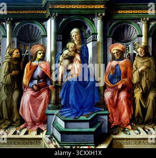 Madonna con il bambino e sei santi (Sant' Ambrogio Ancona) Sandro Botticelli 1470 ( Alessandro di Mariano Filipepi ) 1445-1510 Firenze pittore italiano di scuola fiorentina del primo Rinascimento. Foto Stock