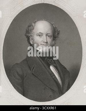 Martin Van Buren (1782-1862). Avvocato americano, politico e statista. Ottavo presidente degli Stati Uniti (1837-1841). Uno dei principali fondatori del Partito Democratico nel 1828. Verticale. Incisione di Thomas William Hunt (1818-1899) dopo Henry Inman (1801-1846), ca. 1850-1872. Storia degli Stati Uniti, di J. A. Spencer. Volume III. Edizione pubblicata a Barcellona, 1873. Autore: Thomas William Hunt (1818-1899). Incisore britannico. Henry Inman (1801-1846). Artista americano. Foto Stock