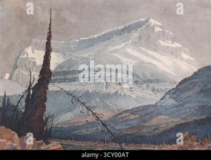Monte Amery in Alberta, Canada e dal dipinto di Fred Cross. Da un'immagine pubblicata nel 1946 in un volume dell'autobiografia della RT. L.S. Amery (dalla grande Guerra fino al periodo tra le due guerre fino al 1939. Foto Stock