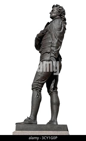 Statua di Nathan Hale (1889) ad Hartford, CT, recentemente restaurata al suo colore originale. I progetti di restauro artistico hanno rimosso macchie e corrosione. Foto Stock