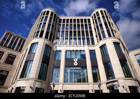 Vista esterna del centro commerciale Das Gerber, Logo, Stoccarda, Baden-Wuerttemberg, Germania Foto Stock
