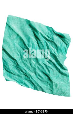 Kerchief di seta rugosa di colore turchese isolato su sfondo bianco Foto Stock