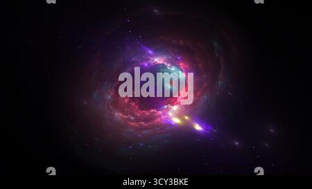 l'incredibile esposizione di colori cosmici riempie la scena, con nuvole vorticose di gas e polvere nello spazio profondo. Stelle luminose e formazioni celesti creano Foto Stock