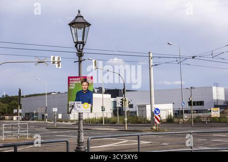 DEU Germania Germania poster del Partito Verde Zwickau a un bivio Foto Stock