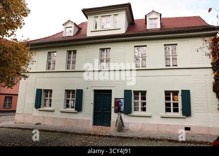 DAS Nietzsche-Haus a Naumburg Saale widmet sich dem Leben und Werk des Philosophen Friedrich Nietzsche. Im Sommer 1858 zog Nietzsches Mutter Franziska Nietzsche mit ihren zwei Kindern Friedrich und Elisabeth in das Haus Nr. 355, Heute Weingarten 18. SIE hatte im Obergeschoss eine helle, geräumigere Wohnung angemietet. 1878 kaufte sie das Haus und blieb hier bis zu ihrem Lebensende wohnen. Nachdem sie 1897 guerra gestorben, wurde das Haus von ihrer Tochter verkauft. Seit 1994 ist das Naumburger Nietzsche-Haus für die Öffentlichkeit zugänglich. In einer Dauerausstellung wird das Leben und Werk des Foto Stock