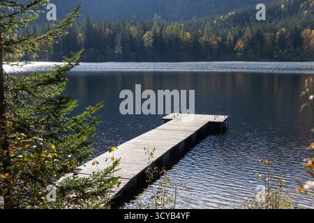 Lago idilliaco Oedensee a Bad Mitterndorf, Stiria, Austria Foto Stock