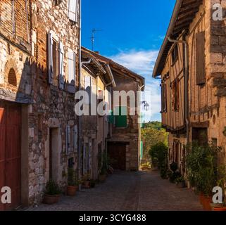 Villaggio medievale di Castelnau de Montmiral nel Tarn in Occitanie, Francia Foto Stock