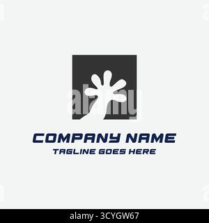 Semplice e minimalista, icona dei piedini della suola rettilario House Lizard Gecko Frog Reptile Symbol Illustration Design Vector Illustrazione Vettoriale