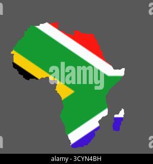 mappa dell'africa con design a bandiera isolato su sfondo semplice Illustrazione Vettoriale