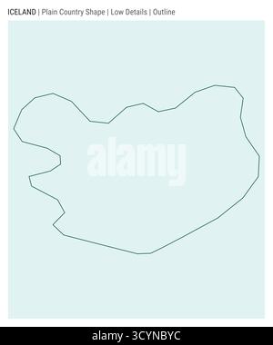 Mappa della pianura islandese. Dettagli bassi. Stile contorno. Forma dell'Islanda. Illustrazione vettoriale. Illustrazione Vettoriale