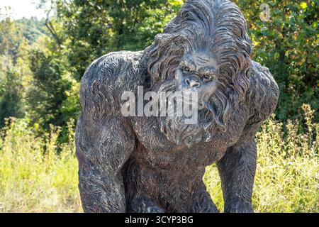 Statua di Bigfoot a lato della strada nella Shawnee National Forest vicino al Garden of the Gods nell'Illinois meridionale. (USA) Foto Stock