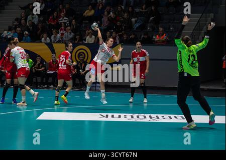 ANKARA, TURCHIA, 19 ottobre 2025; Turchia gioca per la EHF Euro 2026 femminile contro la Danimarca. Foto Stock