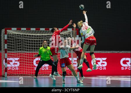 ANKARA, TURCHIA, 19 ottobre 2025; Turchia gioca per la EHF Euro 2026 femminile contro la Danimarca. Foto Stock