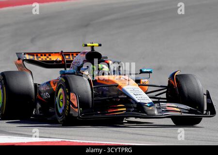 Lando Norris della McLaren finisce secondo durante il Gran Premio di Formula 1 degli Stati Uniti di domenica sul circuito americano di Austin, Tx. Foto Stock