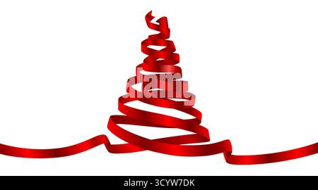 Elegante nastro rosso a forma di albero di Natale. Ideale per feste e feste stagionali. Illustrazione vettoriale Illustrazione Vettoriale