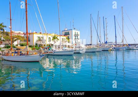 Porto turistico di Puerto de Mogan, Puerto de Mogan, Gran Canaria, Isole Canarie, Spagna Foto Stock