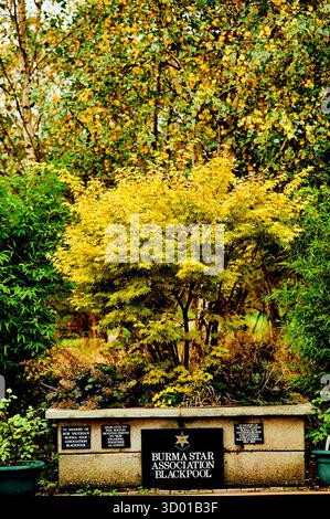 Fylde arboretum e giardino comunitario in autunno. Omaggio alla Birmania Star Association Foto Stock