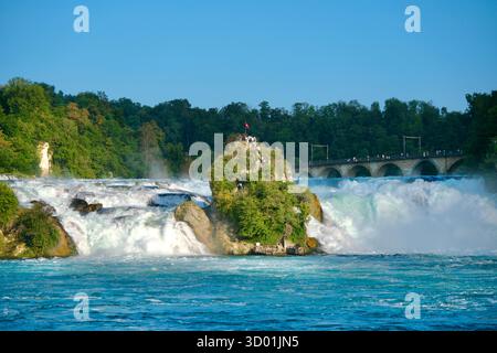 Svizzera, Cantone di Sciaffusa, Neuhausen, Cascate del Reno (Rheinfall) Foto Stock