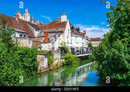 Francia, Indre-et-Loire, Loches, le rive del fiume Indre Foto Stock