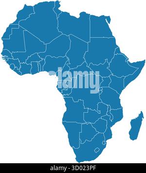 File vettoriale modificabile del continente africano con i paesi inclusi. Illustrazione Vettoriale