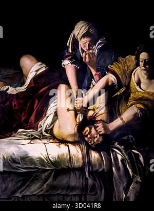 Judith Slaying Holofernes dell'artista barocco italiano Artemisia Gentileschi 1614–20 l'opera mostra la scena di Judith decapitazione Holofernes, Italia Artemisia Lomi, detta anche Artemisia Gentileschi, è stata una pittrice barocca italiana che visse dal 1593 al 1656 circa. Foto Stock