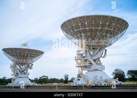 Australia Telescope Compact Array (ATCA), presso il Paul Wild Observatory, vicino a Narrabri, nuovo Galles del Sud, Australia Foto Stock
