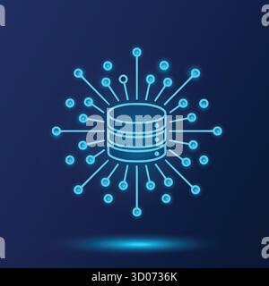 Struttura di rete del database decentralizzato nodi luminosi tecnologia di connessione progettazione digitale comunicazione tecnologia del futuro. Illustrazione Vettoriale