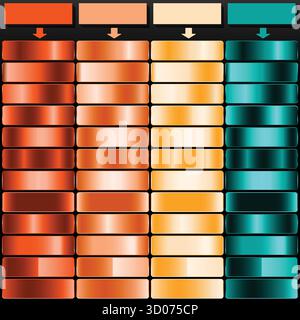 Tavolozza sfumatura crema di pesca arancione e verde azzurro. Illustrazione Vettoriale