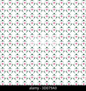 Motivo con fiori rosa e viti verdi Illustrazione Vettoriale