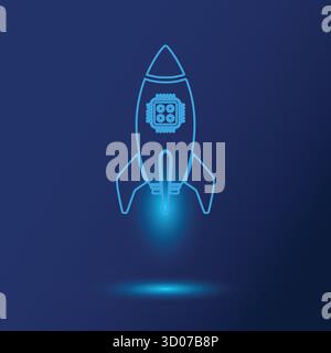 Lancio di un razzo digitale tecnologia di progetto di innovazione la futura Start up delinea innovazione razzo di innovazione lancia idee innovative Illustrazione Vettoriale