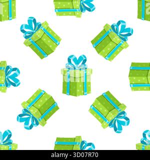 Confezione regalo in cartone animato senza cuciture Illustrazione Vettoriale