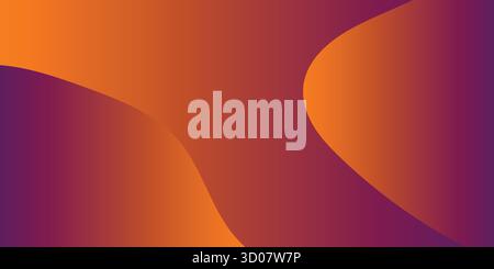 Sfondo astratto con curve fluide in sfumature di arancione e viola. Illustrazione Vettoriale