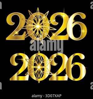 2026 testo numerico per il logo di Capodanno Illustrazione Vettoriale