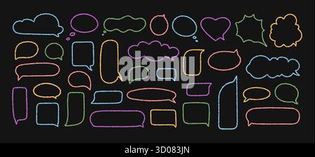 Set di palloni colorati Crayon Speech Balloon Illustrazione Vettoriale