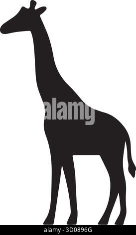 Elegante silhouette giraffa icona vettoriale, modello con logo di animali africani Illustrazione Vettoriale