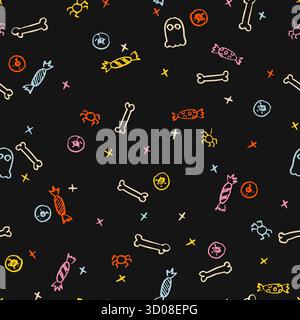 Halloween Trick Treat Seamless Pattern Illustrazione Vettoriale