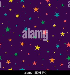 Illustrazione vettoriale di un colorato motivo di stelle senza cuciture Illustrazione Vettoriale