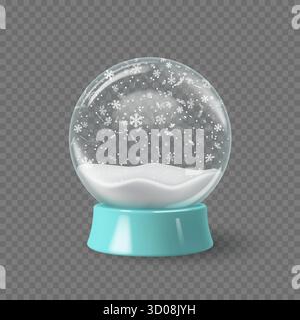 Globo da neve vuoto con fiocchi di neve cadenti Illustrazione Vettoriale