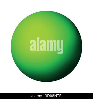Palla verde di vetro o perla preziosa. Sfera realistica lucida, illustrazione vettoriale astratta 3D evidenziata su uno sfondo bianco. Grande bolla di metallo con Illustrazione Vettoriale
