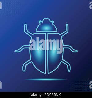 Grafica di cyberbug astratta, simbolo di insetti digitali moderni, emblema futuristico della tecnologia bagliore, luminoso segnale di errore software. Illustrazione Vettoriale