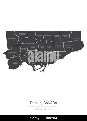 Mappa di Toronto. Mappa vettoriale della città in CANADA. Illustrazione Vettoriale