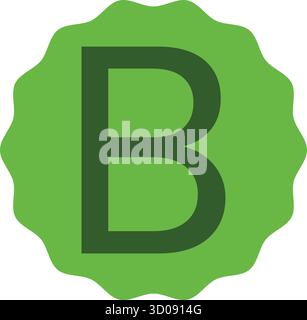Elegante lettera B verde posizionata all'interno di una cornice circolare verde chiaro. Vettore EPS perfetto per loghi, grafica didattica e arte tipografica. Illustrazione Vettoriale