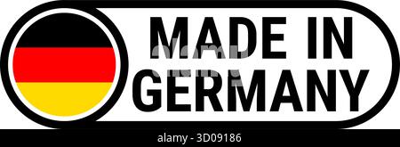 made in germany bandiera tedesca colori logo simbolo vettoriale isolato su sfondo trasparente Illustrazione Vettoriale