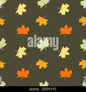 Motivo vettoriale senza cuciture di foglie d'acero nei colori autunnali. Estate indiana Illustrazione Vettoriale