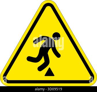 pericolo di inciampo classico in triangolo giallo segnale di pericolo in triangolo giallo vettore isolato su sfondo trasparente Illustrazione Vettoriale