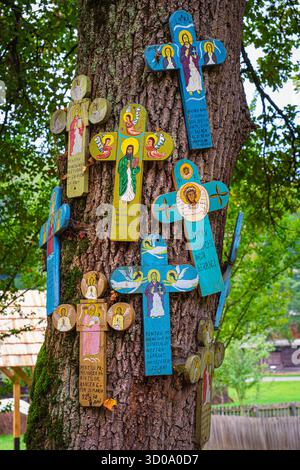 Romania, regione di Muntenia, Sibiu, complesso del Museo Nazionale DI ASTRA, etnomuseo all'aperto nell'area forestale protetta di Dumbrava Sibiului, il più importante etnomuseo in Romania e il più grande museo all'aperto in Europa Foto Stock