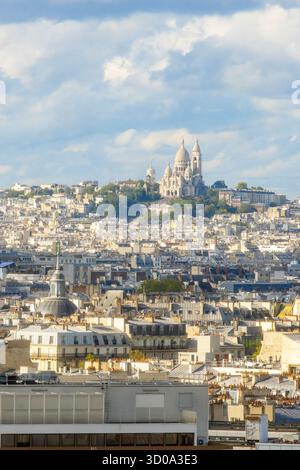 Francia, Parigi, vista generale di Parigi dalla cima della Torre dell'Orologio, il Sacro cuore Foto Stock