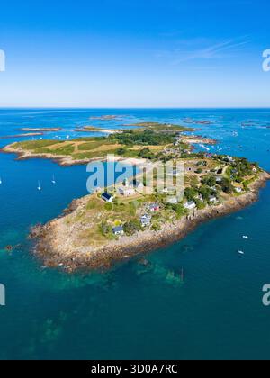 Francia, manche, Granville, isole Chausey, Grand Island (vista aerea) Foto Stock